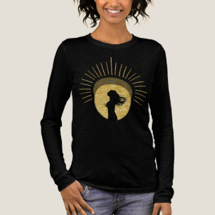 Celestial Gudinna Siluett i Guld Aura Konst T Shirt