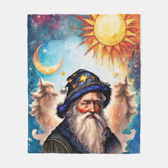Celestial-guiden Sol och Måne Fleecefilt (Framsidan)