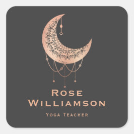 Celestial Guld Crescent Måne Business Ro Fyrkantigt Klistermärke