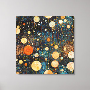 Celestial Guld Galaxy Canvas Art