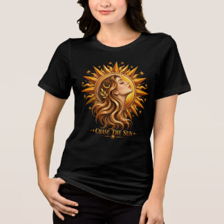 Celestial Guld Gudinnan Solstrålning "Jaga Solen" T Shirt