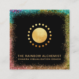*~* Celestial Guld Helig Geometry Chakra Glitter Fyrkantigt Visitkort