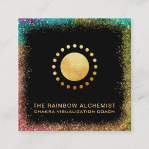 *~* Celestial Guld Helig Geometry Chakra Glitter Fyrkantigt Visitkort