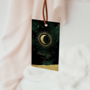 Celestial Guld Måne Bröllop Tack Gift Märkres Presentetikett