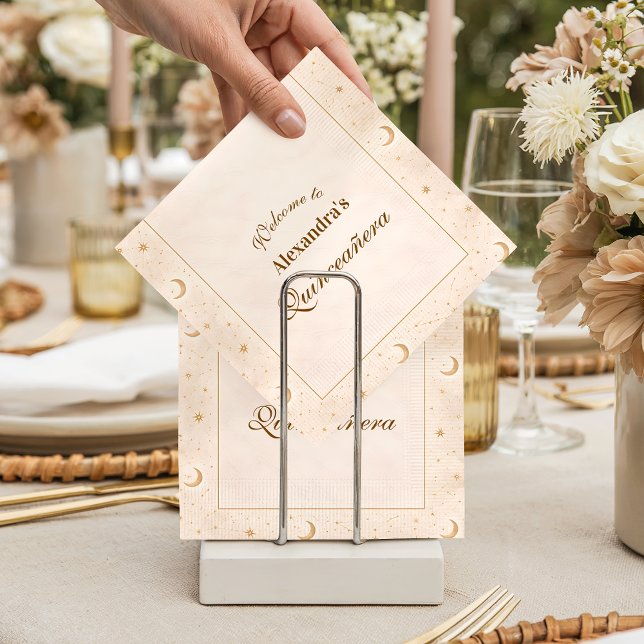 Celestial Guld Måne Quinceañera Pappersservett (Skapare uppladdad)