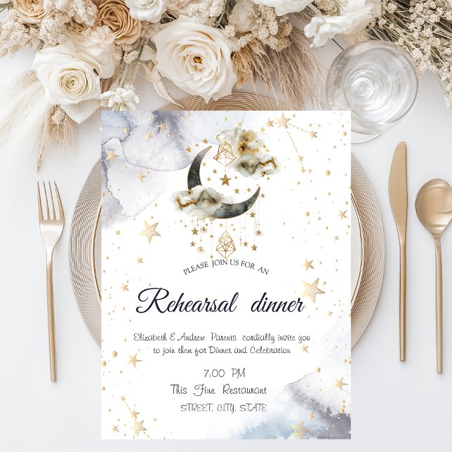 Celestial Guld Måne Stars Inbjudningar (Skapare uppladdad)