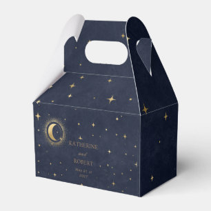 Celestial Guld Måne Stars Monogram Bröllop Presentaskar