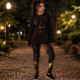 Celestial Guld Månfaser Astrologi Svart & Guld Leggings