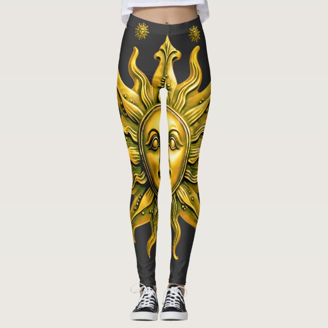 "Celestial Guld Radiance" Sol Leggings (Framsida)