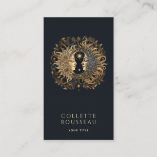 Celestial Guld Sol Måne Black Visitkort