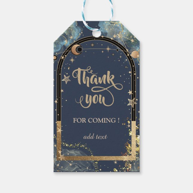 Celestial Guld Sol Måne Guld Glitter Presentetikett (Framsidan)