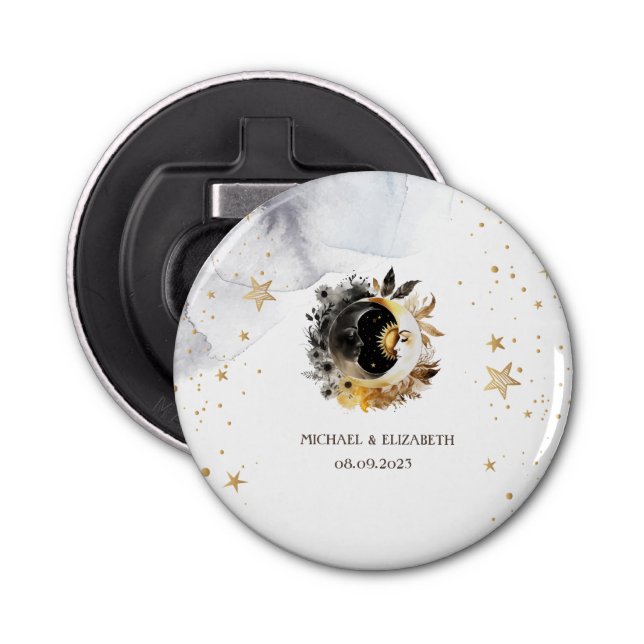 Celestial Guld Sol,Måne,Stars Flowers Flasköppnare (Framsidan)