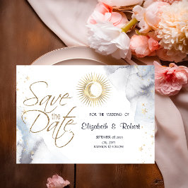 Celestial Guld Sol,Måne,Stars Spara Datumet