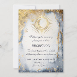 Celestial Guld Sol,Måne,Stars Watercolor Inbjudningar