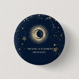 Celestial Guld Sol Och Måne Stjärnor Knapp