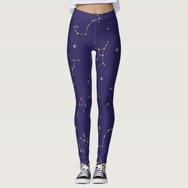 Celestial Guld Star Solareclipse Themes Leggings (Framsida)