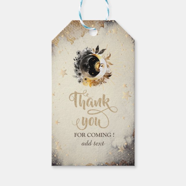 Celestial Guld Stars Måne Mörk Presentetikett (Framsidan)