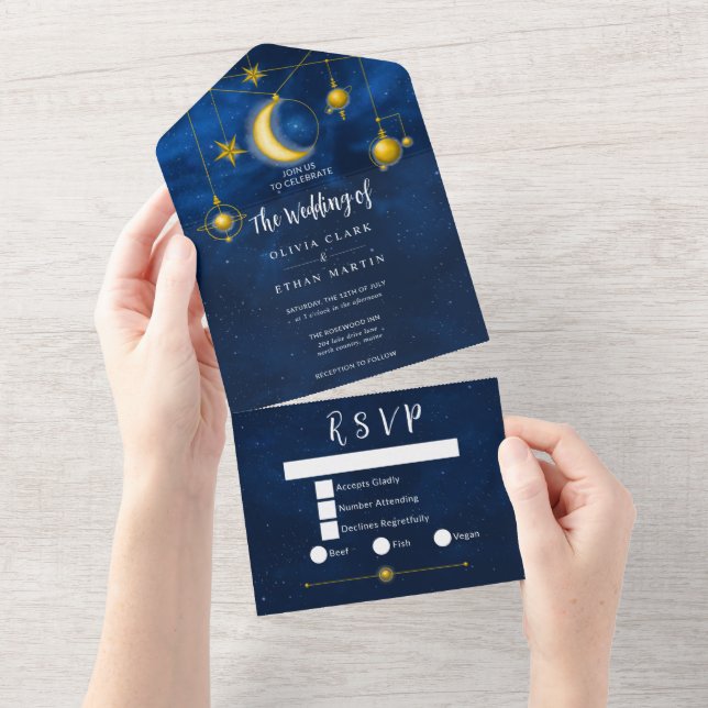 Celestial Guld Stars Midnight Blue Romantic alla i (Tearaway)