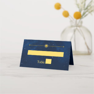 Celestial Guld Stars Midnight Blue Romantic Placeringskort