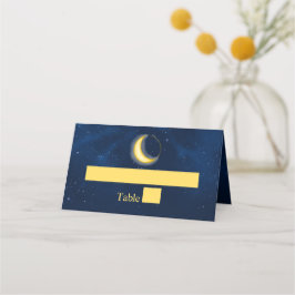 Celestial Guld Stars Midnight Blue Romantic Ställe Placeringskort