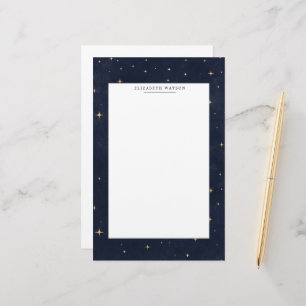 Celestial Guld Stars Monogram Stationery Brevpapper