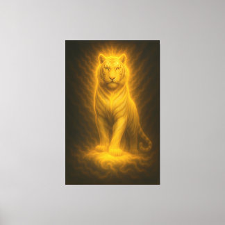 Celestial Guld Vit Tiger – Högsta Strålande Kraft Canvastryck