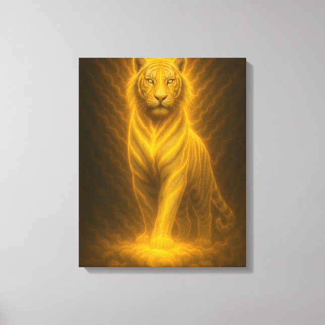 Celestial Guld Vit Tiger – Uppstigande Gudomlig Au Canvastryck (Framsida)