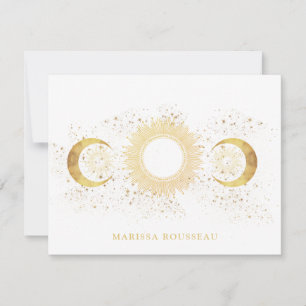 Celestial Guld Whit Sol Måne Anteckningskort
