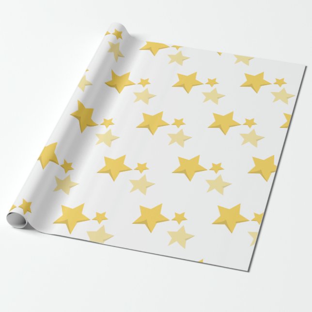 Celestial Gult Cute Stars Baby Shower Presentpapper (Utrullad)