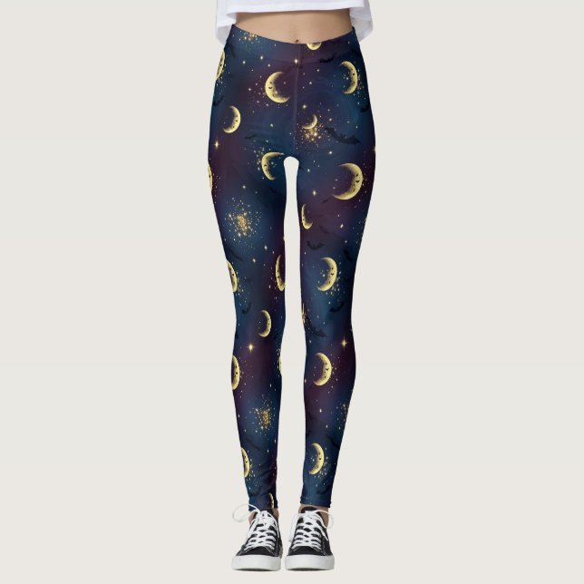 Celestial Halloween-natt Bokeh - Mystical måne Leggings (Framsida)