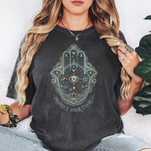 Celestial Hamsa Hand Ondöga Skyddsdesign T Shirt