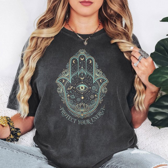 Celestial Hamsa Hand Ondöga Skyddsdesign T Shirt (Skapare uppladdad)