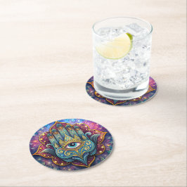 Celestial Hamsa Underlägg Papper Rund