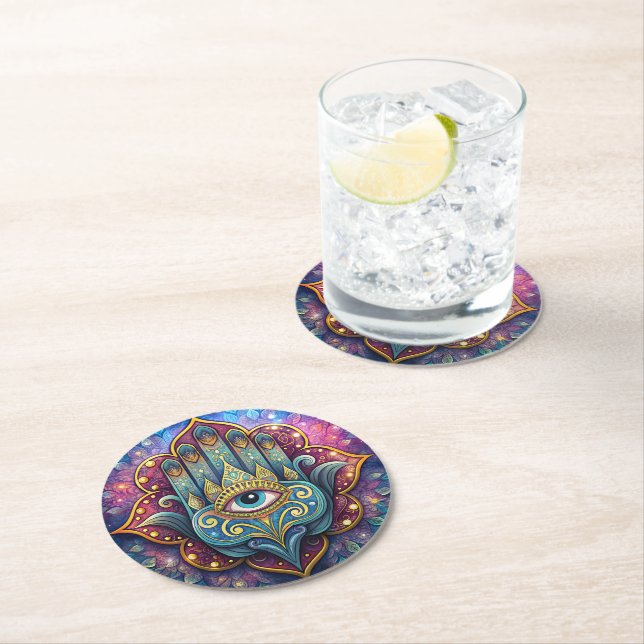 Celestial Hamsa  Underlägg Papper Rund (Insitu)