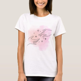 Celestial händer rosa vattenfärgsskjorta t shirt