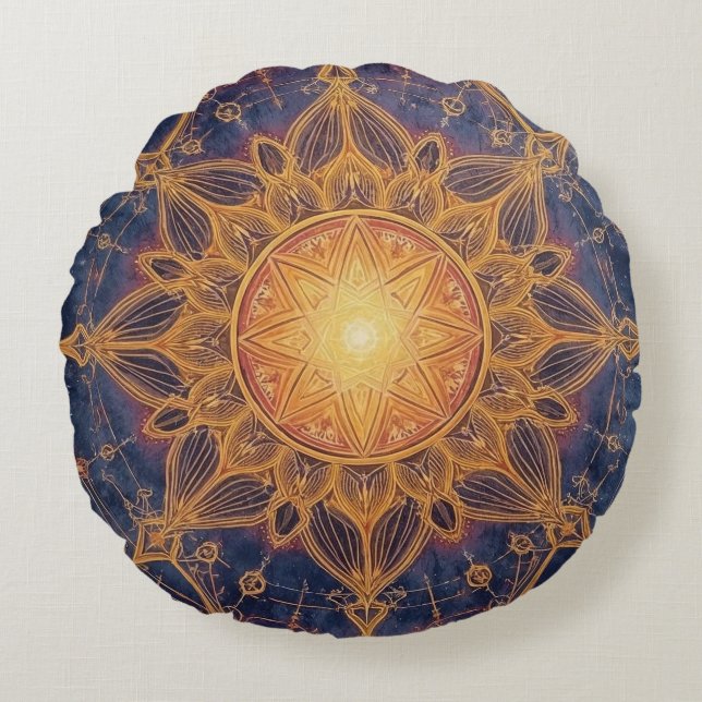 Celestial Harmoni – Den Sakrala Ljusets Portal Rund Kudde (Framsidan)