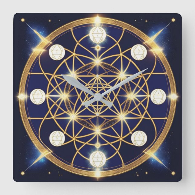 Celestial Harmony – Ljuset Inom Rutnätet Fyrkantig Klocka (Framsida)