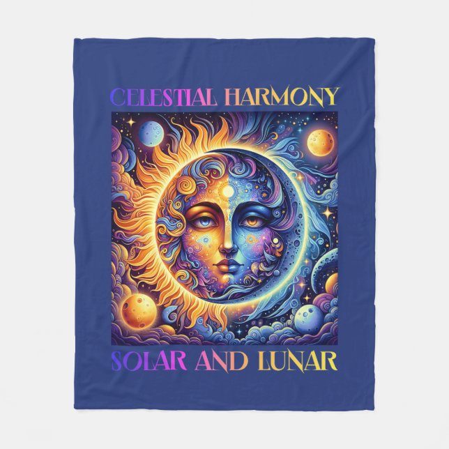 Celestial Harmony Sol och Måne, Astrologi Fleecefilt (Framsidan)