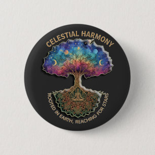 Celestial Harmony Träd Kosmisk Meditation Mandal Knapp