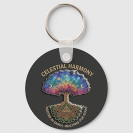 Celestial Harmony Träd - Kosmisk Meditation Mandal Nyckelring