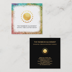 *~* Celestial Helig Geometry Chakra Guld Glitter Fyrkantigt Visitkort