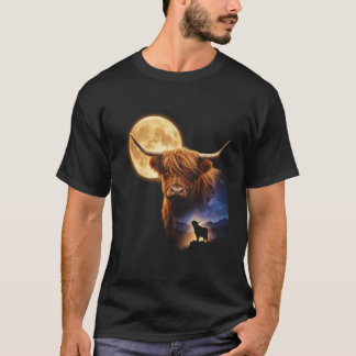 Celestial Highland Ko Howlande Måne Vintage 90s Re T Shirt