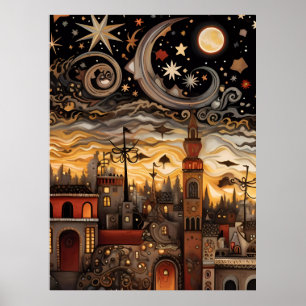 Celestial Himlar Boho Poster