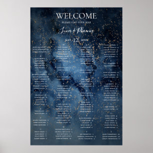 Celestial Himlar Guld Alfabetiskt sittningsschem Poster