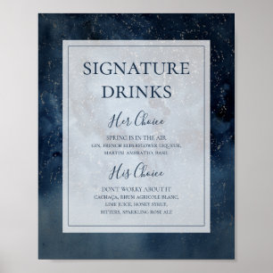Celestial Himlar med Ram Namnteckning Drinks tecke Poster