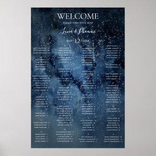 Celestial Himlar Silver Alfabetiskt sittningssch Poster