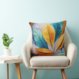 Celestial Himmel Löv | Sunlit Abstrakt Art Kudde