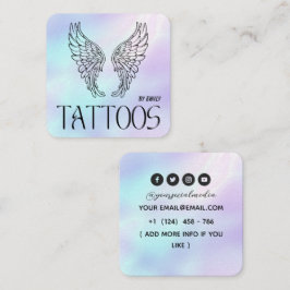 Celestial himmel vinge Tattoo Salon Holografisk Fyrkantigt Visitkort