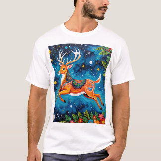 Celestial Hjort - Gond Art i stjärnor T Shirt