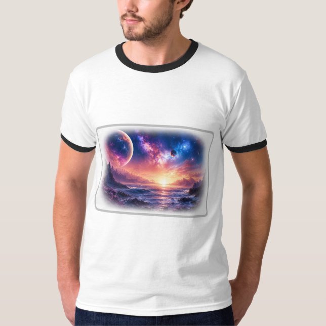 Celestial Horizon Galaxy Ringer T-Shirt (Framsida)